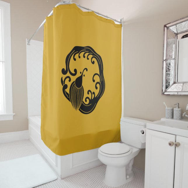 Circle of rainy dragon shower curtain (In Situ)