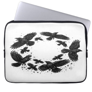Circle of Ravens – Haunted Ink Illustration Laptop Sleeve