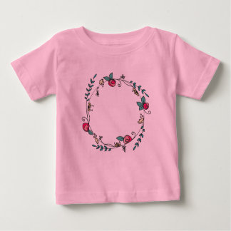 Circle of Rosebuds on Pink  Tutu Baby T-Shirt