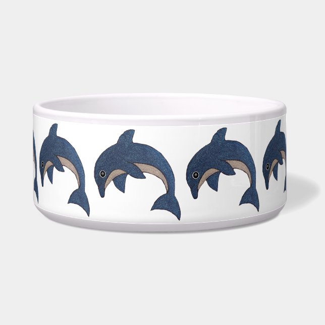 Circle of Sparkle Dark Blue White Dolphins Jumping (Right)