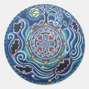 Circle of the Seasons- Fall Equinox Mandala Classic Round Sticker