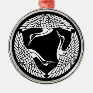 Circle of three cranes metal ornament