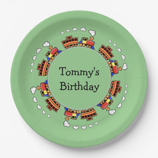 Circle of Trains Design Paper Plate (Front)