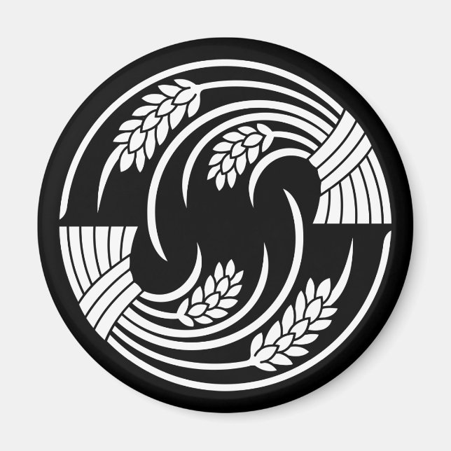 Circle of two head-to-tail rice plants magnet (Front)