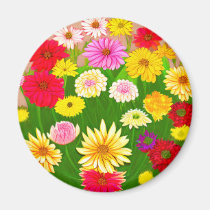 Circle of Wild Flowers, Red and Yellow   Magnet