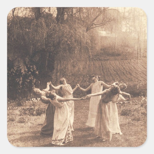 Circle Of Witches Vintage Women Dancing Square Sticker (Front)