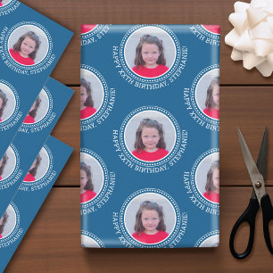 Circle One Photo Happy Birthday Greeting - Colors Wrapping Paper Sheet