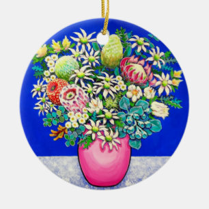 Circle Ornament Australian Native Flowers PinkBlue