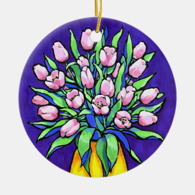 Circle Ornament  Pink Tulips (Front)
