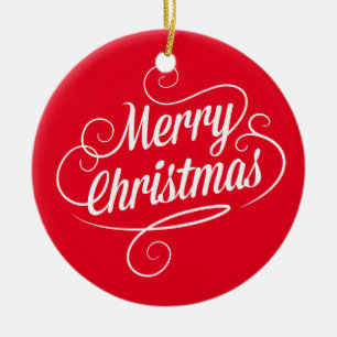 Circle Ornament with Cheerful Merry Christmas Text