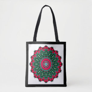 Circle ornamental abstract mandala decoration prin tote bag