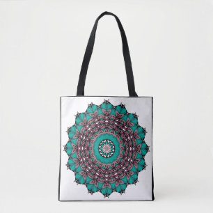 Circle ornamental abstract mandala decoration prin tote bag
