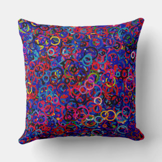 Circle Party- Blue Mixed Colours Dark Cushion