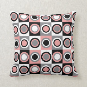 Circle Pattern Pink Grey White Black Pretty Cushion