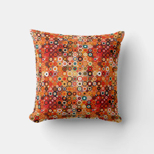 circle pattern retro burnt orange throw pillow