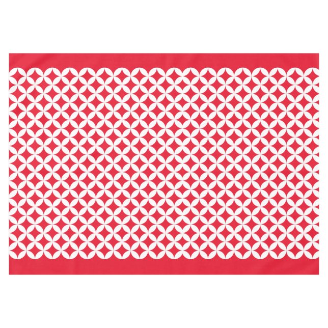 Circle pattern white and red tablecloth (Front (Horizontal))
