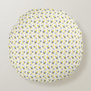 Circle Pattern Yellow & Grey Round Pillow