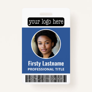 Circle Photo Custom Employee Bar Code, Logo, Name ID Badge