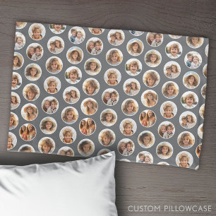 Circle Photo Pattern - 12 Pictures - black Pillowcase