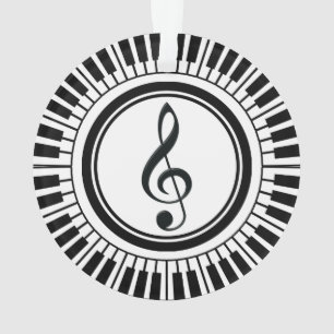 Circle Piano Keys and Treble Clef Ornament