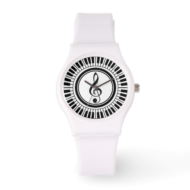 Circle Piano Keys and Treble Clef Watch (Front)