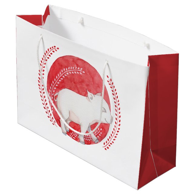 Circle Pig Large Gift Bag (Back Angled)