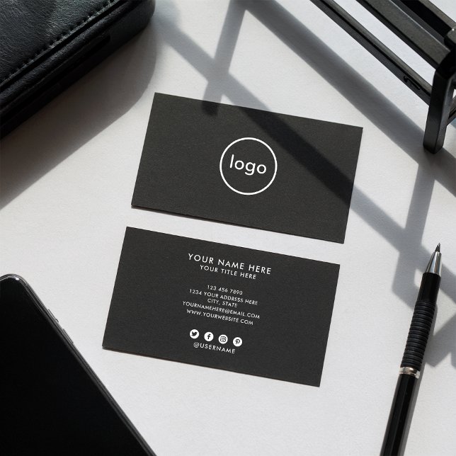 Circle professional black add your custom logo business card (Circle professional black add your custom logo)