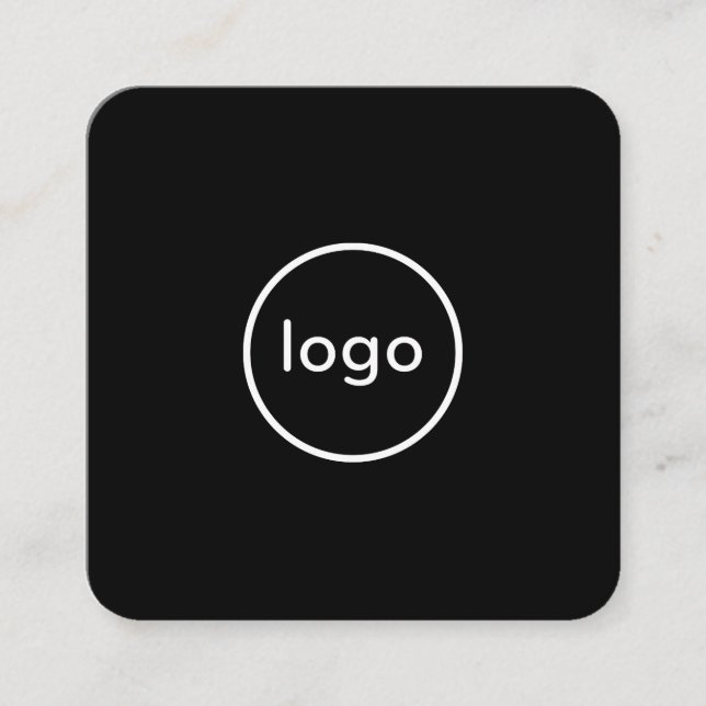 Circle professional black add your custom logo square business card (Front)