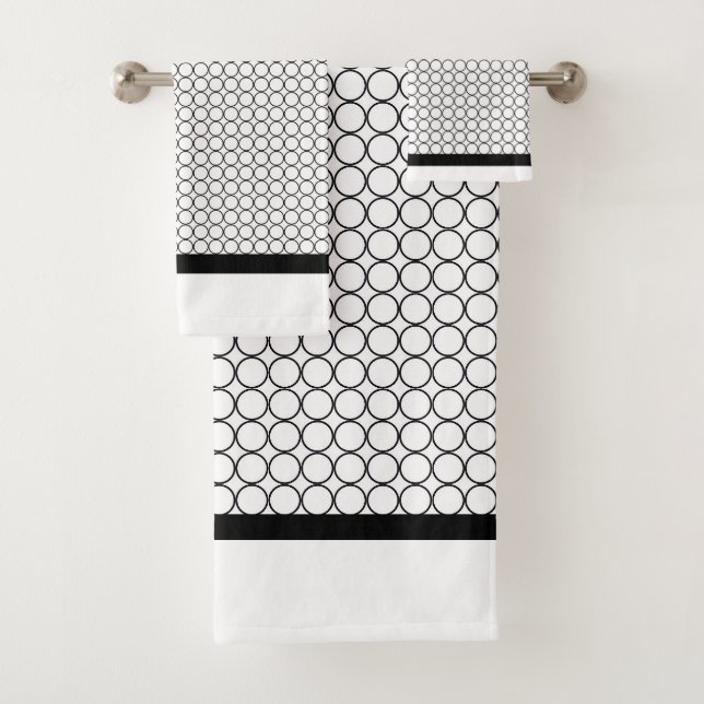 Circle Repeat Black Band  Bath Towel Set (Insitu)