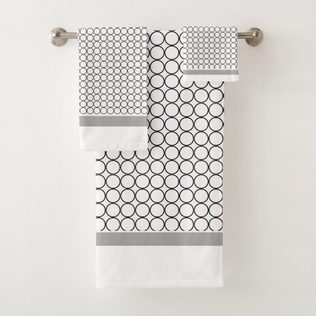 Circle Repeat Grey Band  Bath Towel Set (Insitu)