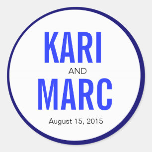 Circle Rim Outline Favour Decal   navy blue indigo Classic Round Sticker