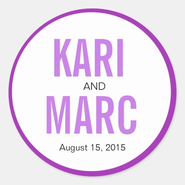 Circle Rim Outline Favour Decal | purple Classic Round Sticker (Front)