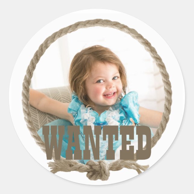 Circle rope western photo design classic round sticker (Front)