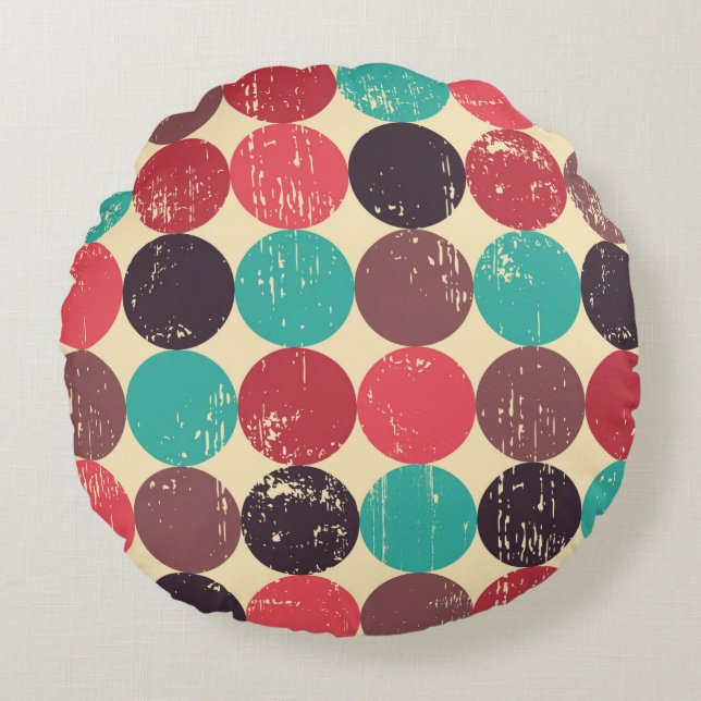 Circle seamless pattern. Seamless pattern. Mid cen Round Cushion (Front)