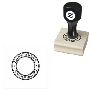Circle Shape CUSTOMER SERVICE Logo Jet Black Ink Rubber Stamp