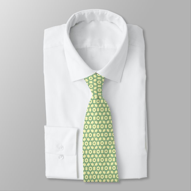 circle shape graphic design green lemon contempory tie (Tied)