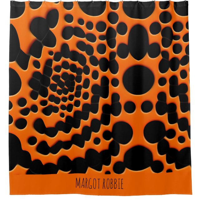 Circle Shapes Orange Abstract Geometric Pattern Shower Curtain (Front)