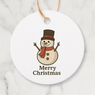 Circle Snowman Christmas Gift Tag - Front & Design