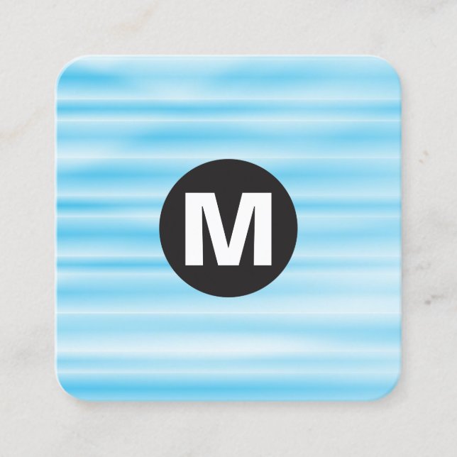 Circle Spot Monogram - Blue Ripple Square Business Card (Front)