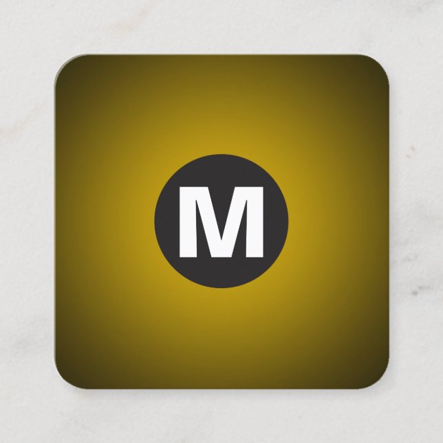 Circle Spot Monogram - Gradient - Amber to Black Square Business Card (Front)