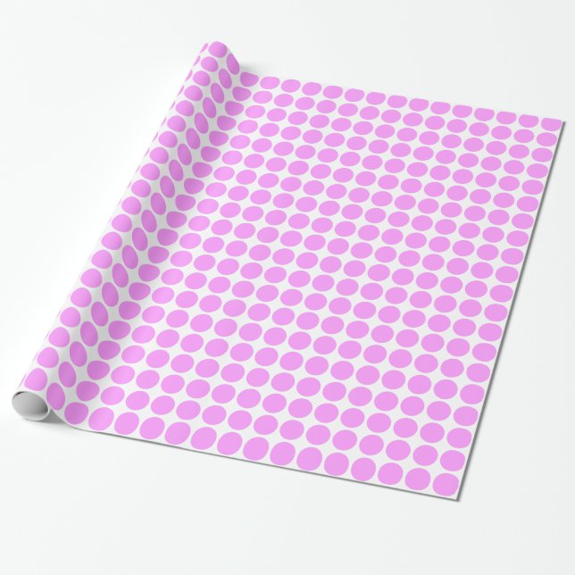Circle Spots - Light Violet on White Wrapping Paper (Unrolled)
