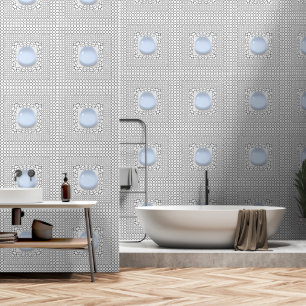 Circle Squares Burst Blue Nugget Wallpaper