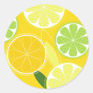 Circle / stamp with lemons classic round sticker