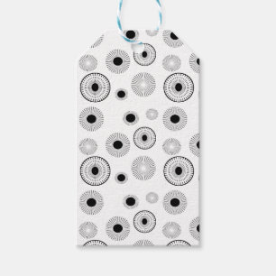 Circle Starburts Pattern- Black & White Gift Tags