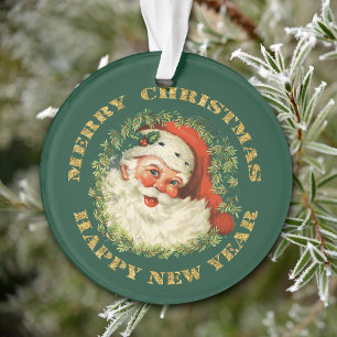 Circle Text Retro Santa Personalised Ornament