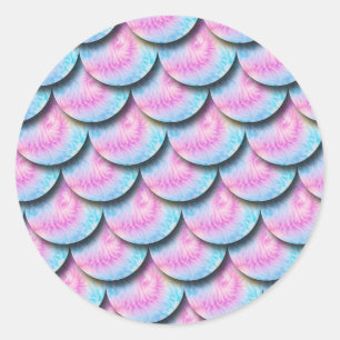Circle Tie Dye Clouds Pink Blue Watercolor Pattern Classic Round Sticker