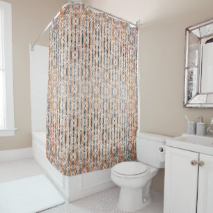 Circle Tiles & Stripes Pattern Shower Curtain