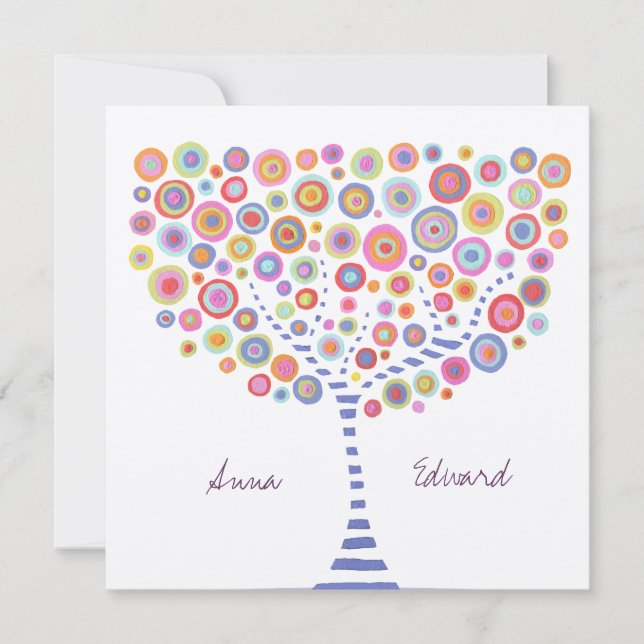 Circle Tree Retro Custom Wedding Invitation (Front)