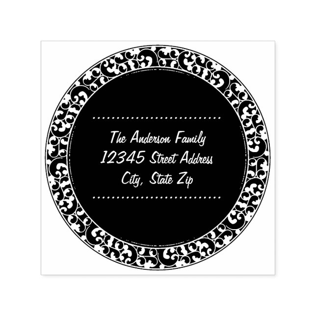 Circle Vintage Black Design - Address Stamp (Design)