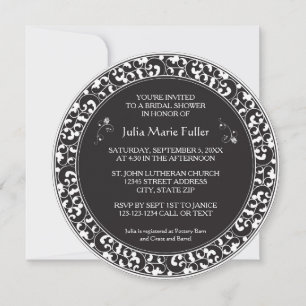 Circle Vintage Black Design - Bridal Shower Invite